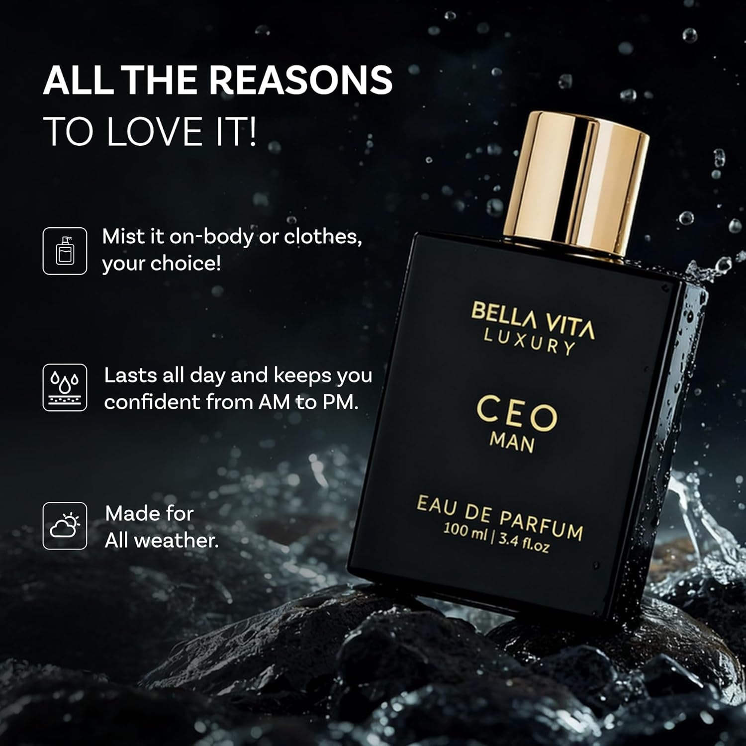 Bellavita Luxury CEO MAN Eau De Parfum | 100 Ml (3.4 Fl.Oz.) | Perfume for Men | Mandarin, Lemon, Lavender, and Vetiver Notes | Long Lasting Men'S Fragrance